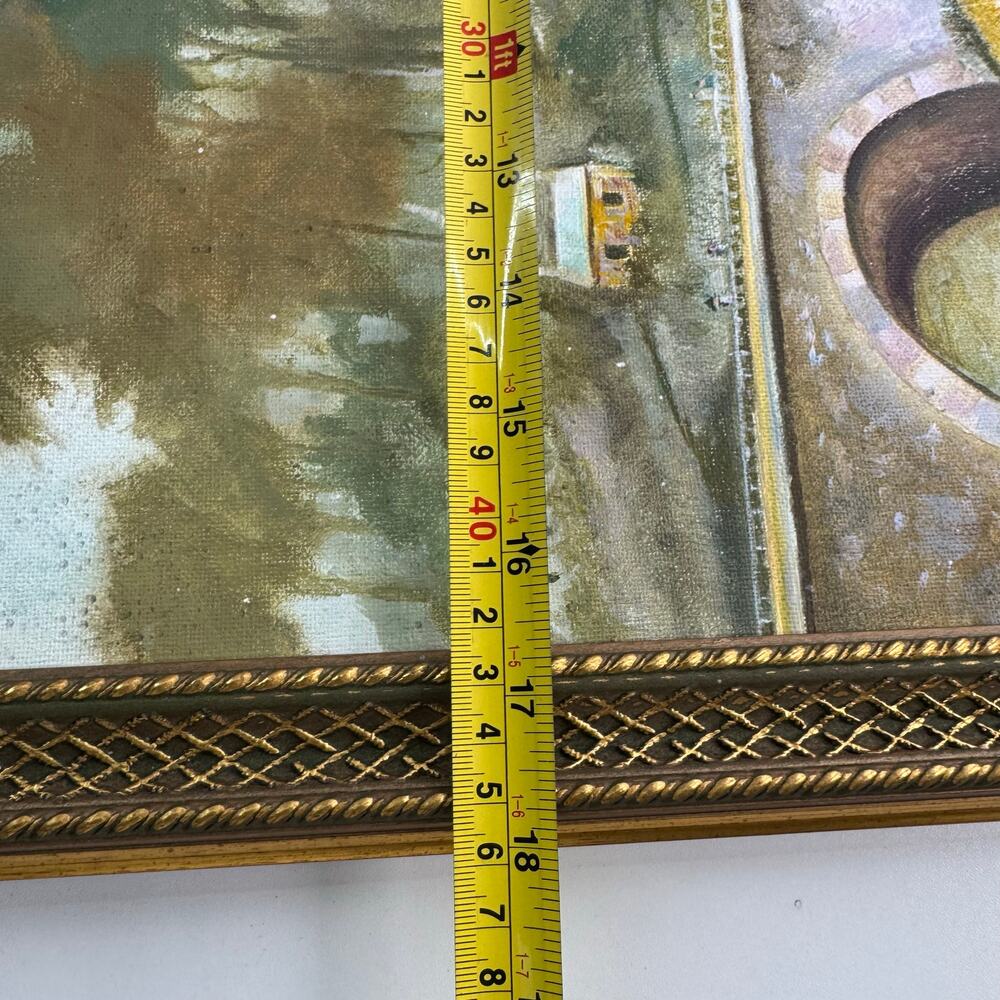 Vintage Oil Painting On Canvas Framed 16 x 20 Village Original Artist Letarte - Picture 8 of 9